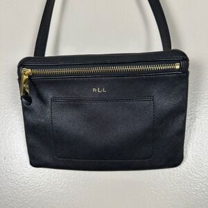 Lauren Ralph Lauren Women's Small Belt Bag Black Saffiano Gold Hardware RLL